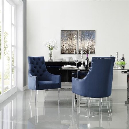 Posh Living Posh Living Colton Velvet Acrylic Leg Dining Chair Set of 2 - Navy DC53-02NY2-UE